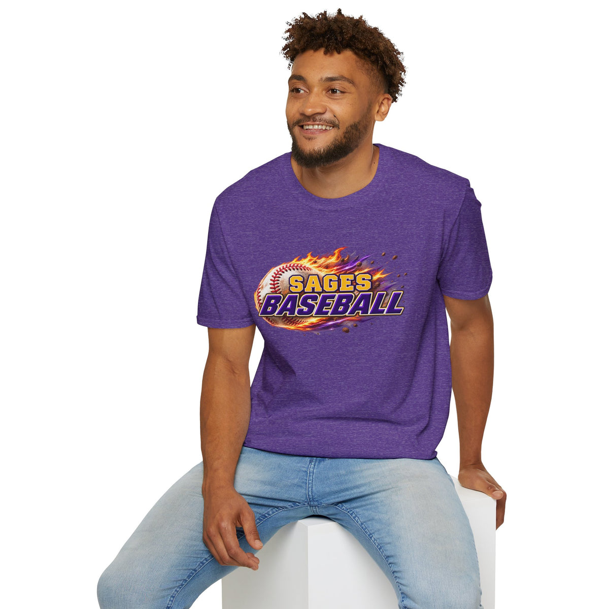 Sages Flaming Baseball T-Shirt — Flaming Baseball Team Tee