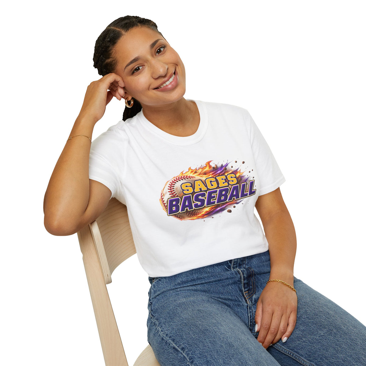 Sages Flaming Baseball T-Shirt — Flaming Baseball Team Tee