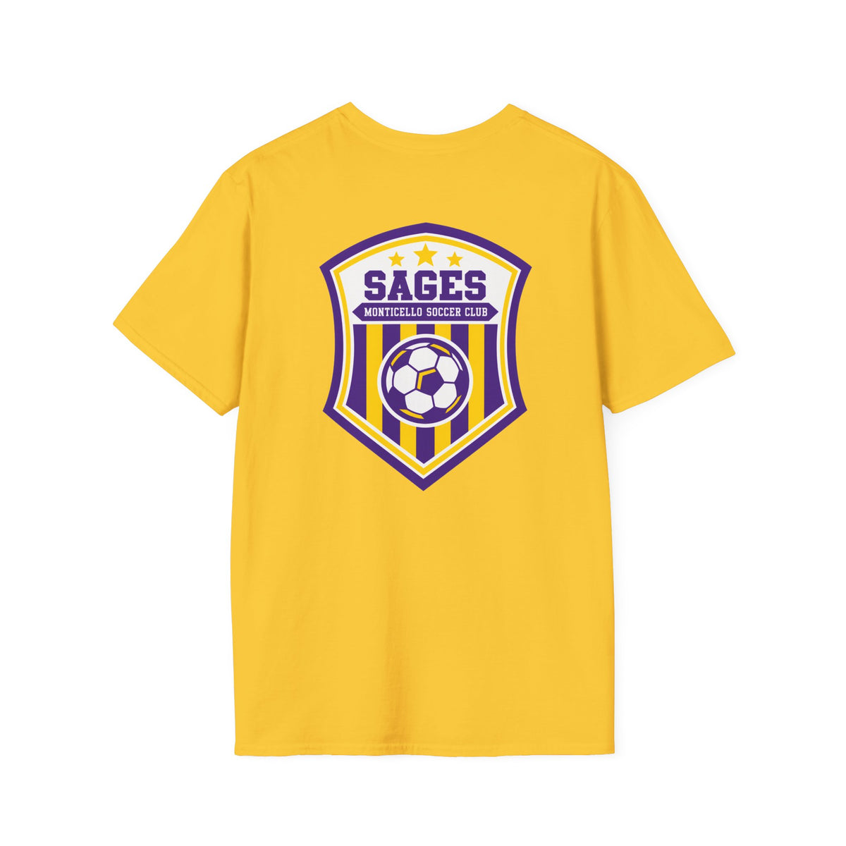 Monticello Soccer Club T-Shirt — Minimal Chest Logo With Crest On Back