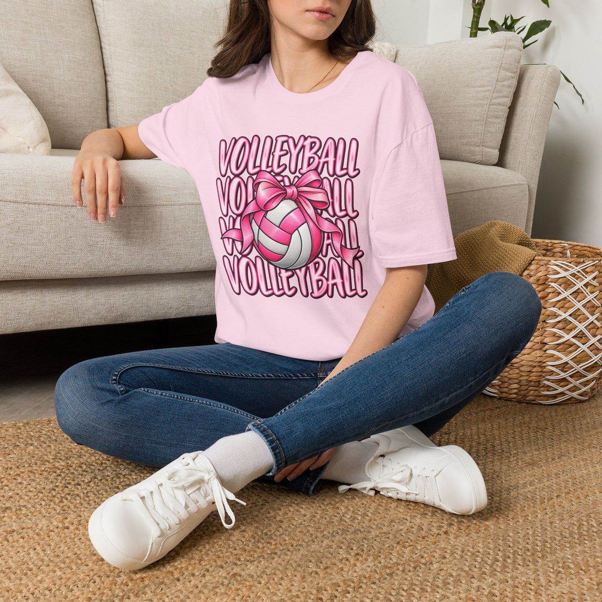 Volleyball Pink Ribbon Tee — Cute Volleyball Graphic Shirt for Players & Fans
