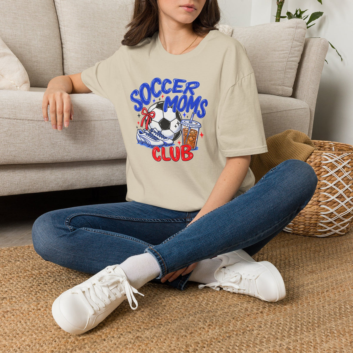Soccer Moms Tee — 'Soccer Moms Club' Graphic T-Shirt with Ball, Cleats & Drink