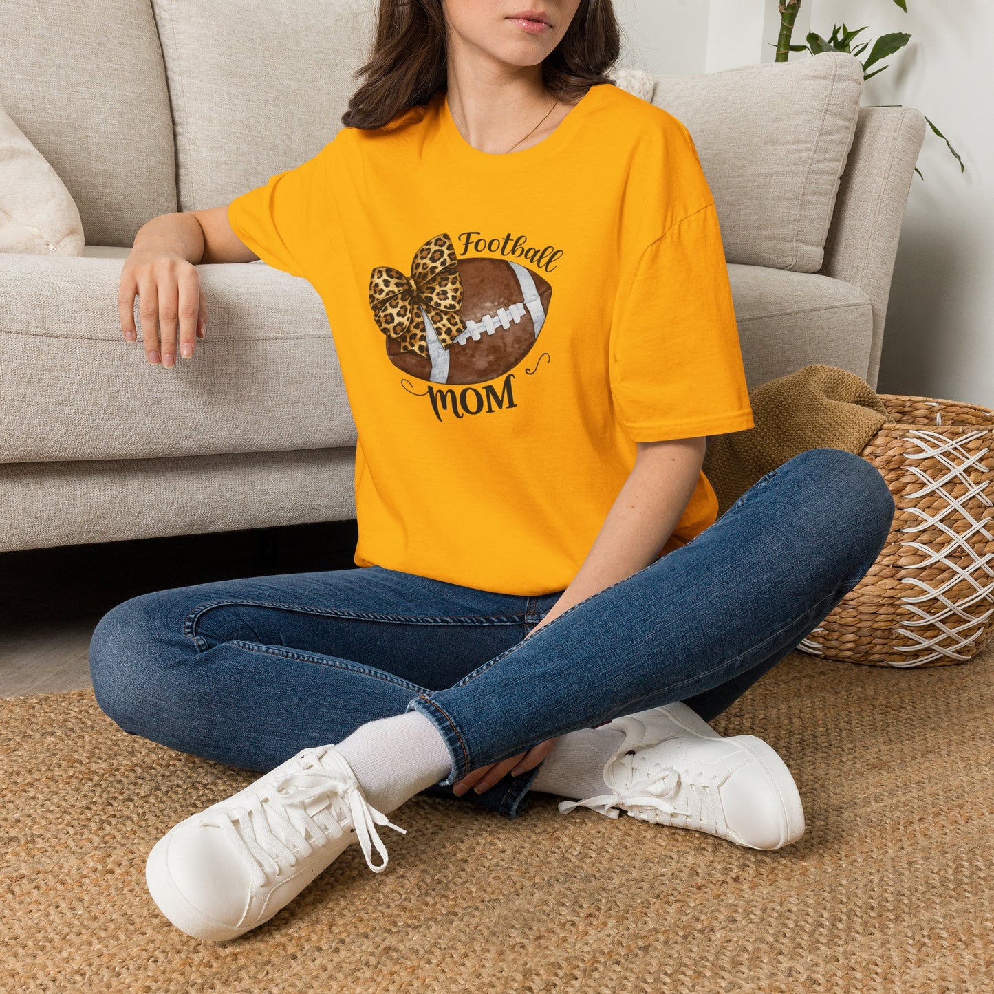 Football Mom T-Shirt — Leopard Bow Game Day Tee