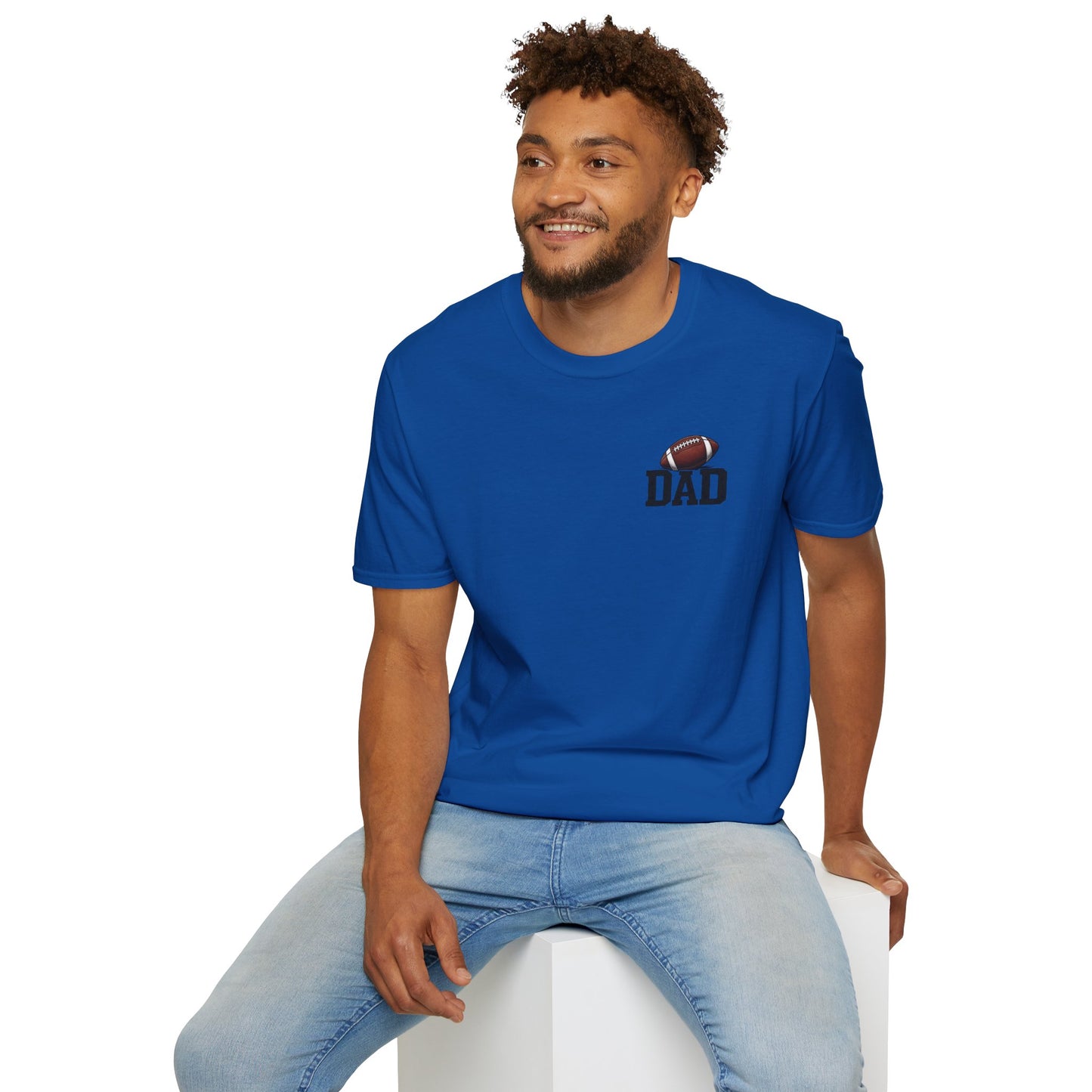 Football Dad T‑Shirt — 'DAD' with Football Chest Print
