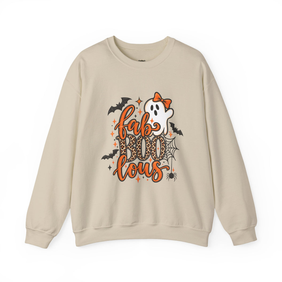 FabBOOlous Halloween Sweatshirt — Cute Ghost, Bats & Spiderweb Fall Crewneck