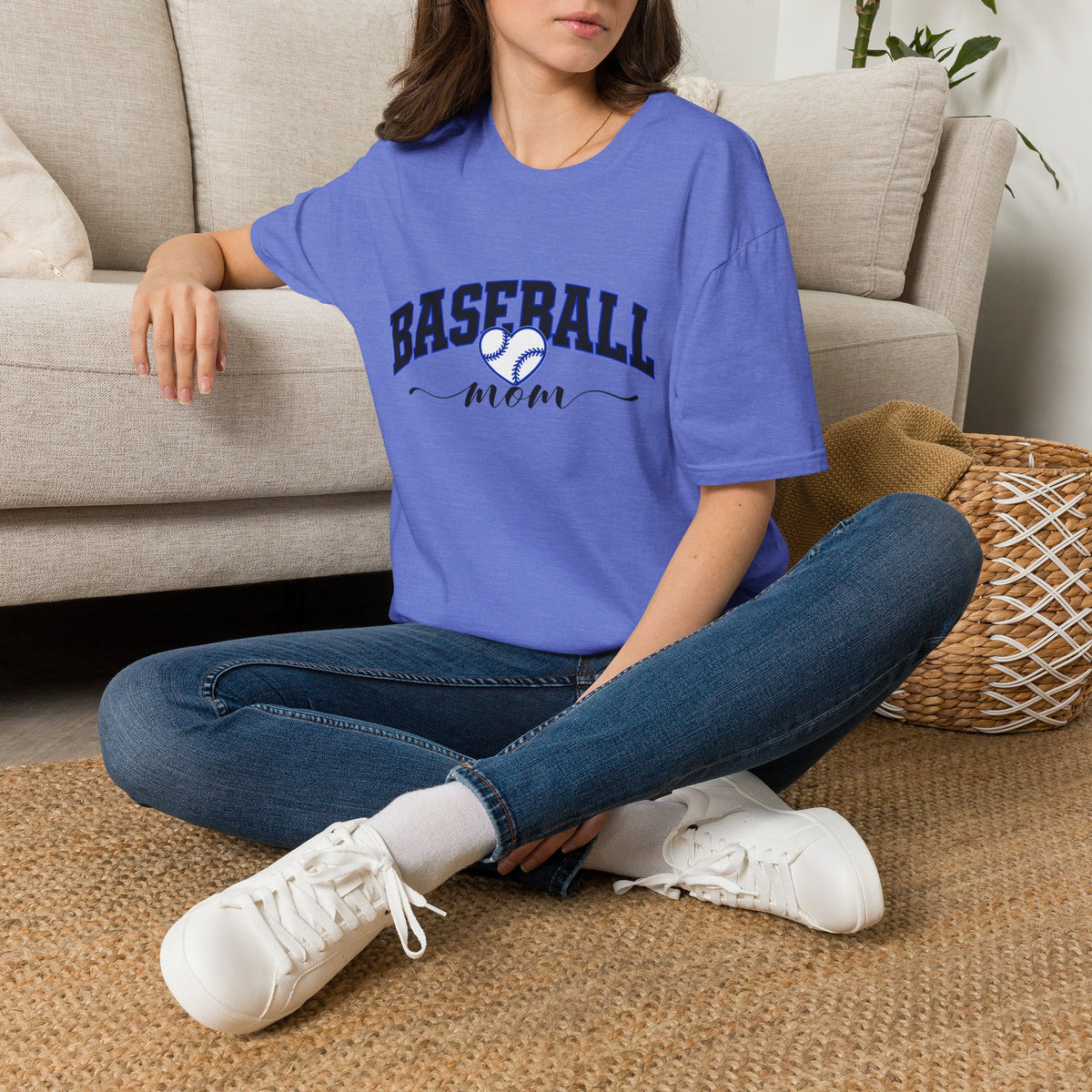 Baseball Mom T‑Shirt — Heart Baseball Design, Mom Gift for Spring Season & Game Day
