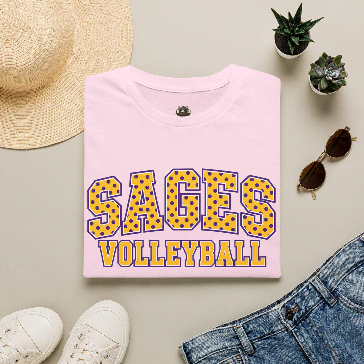Sages Volleyball Team T‑Shirt — Retro Polka Dot Varsity Tee