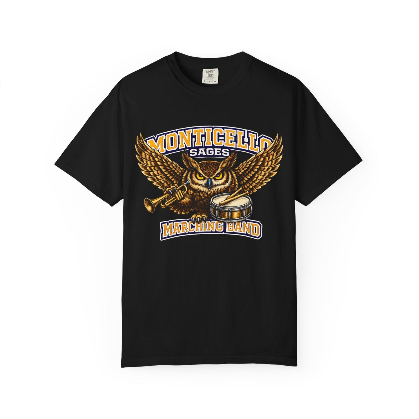 Monticello Sages Marching Band - Vintage Owl & Wings T-Shirt