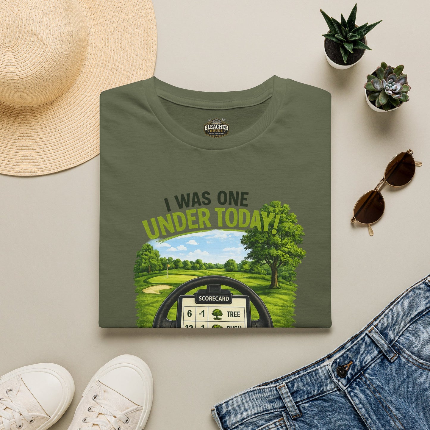 Golf T-Shirt — "I Was One Under Today" REALISTIC VIEW - Funny Scorecard Design
