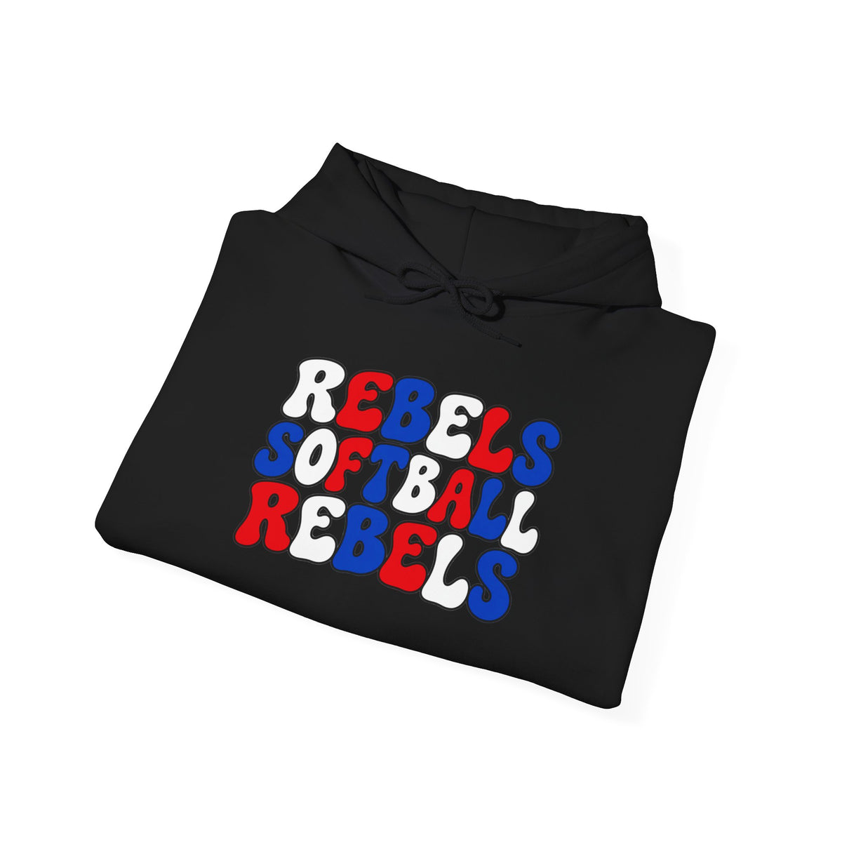 Rebels Softball Hoodie — Retro Red & Blue Team Graphic