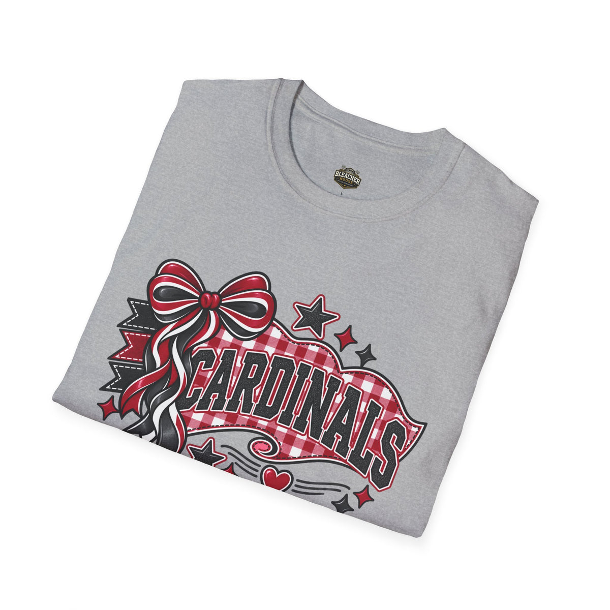 Cardinals Retro Bow T-Shirt — Cheerful Fan Tee with Stars & Heart