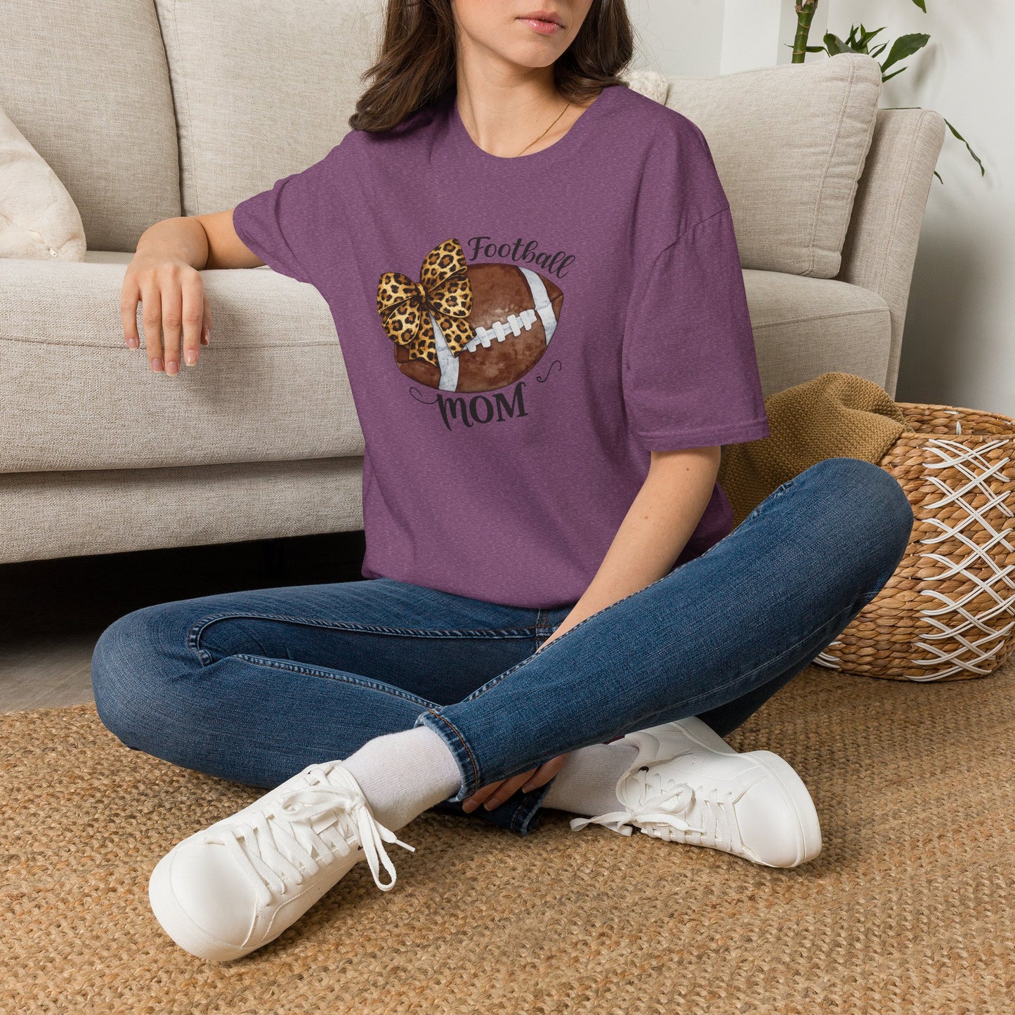 Football Mom T-Shirt — Leopard Bow Game Day Tee