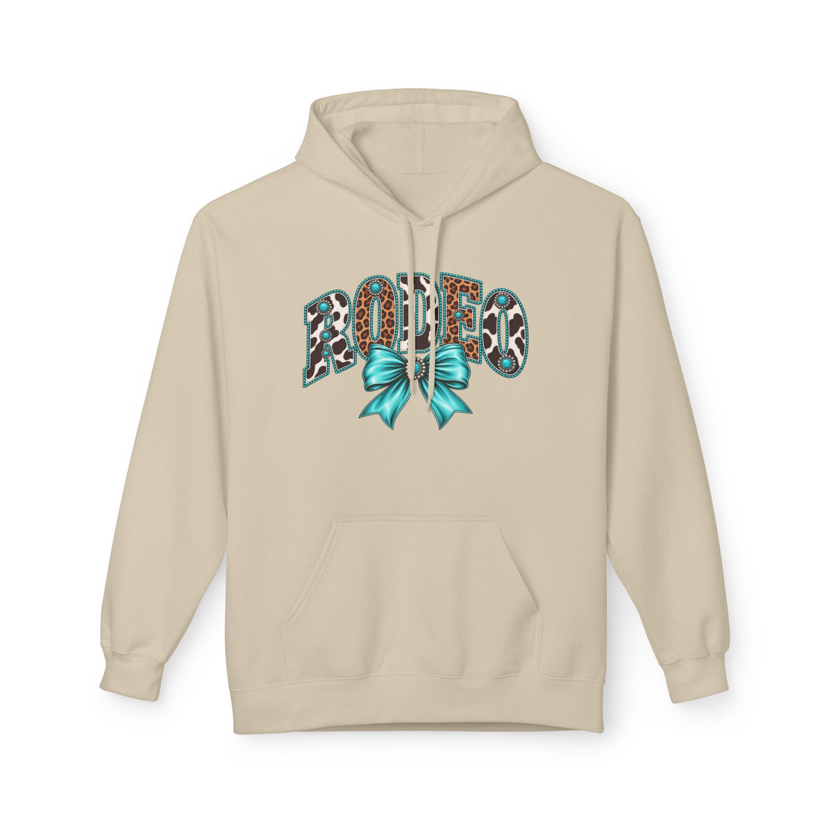 Rodeo Leopard Print Hoodie with Turquoise Bow — Western Cowgirl Fashion