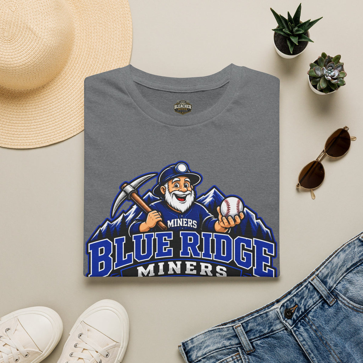 Blue Ridge Miners Mascot and Logo T‑Shirt — Unisex Softstyle Tee