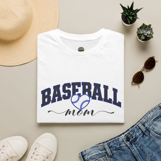 Baseball Mom T‑Shirt — Heart Baseball Design, Mom Gift for Spring Season & Game Day