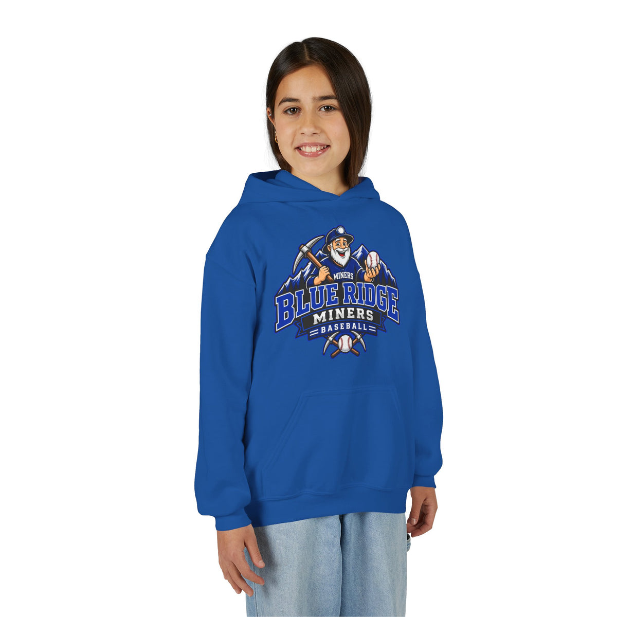YOUTH Blue Ridge Miners Mascot Logo Hoodie