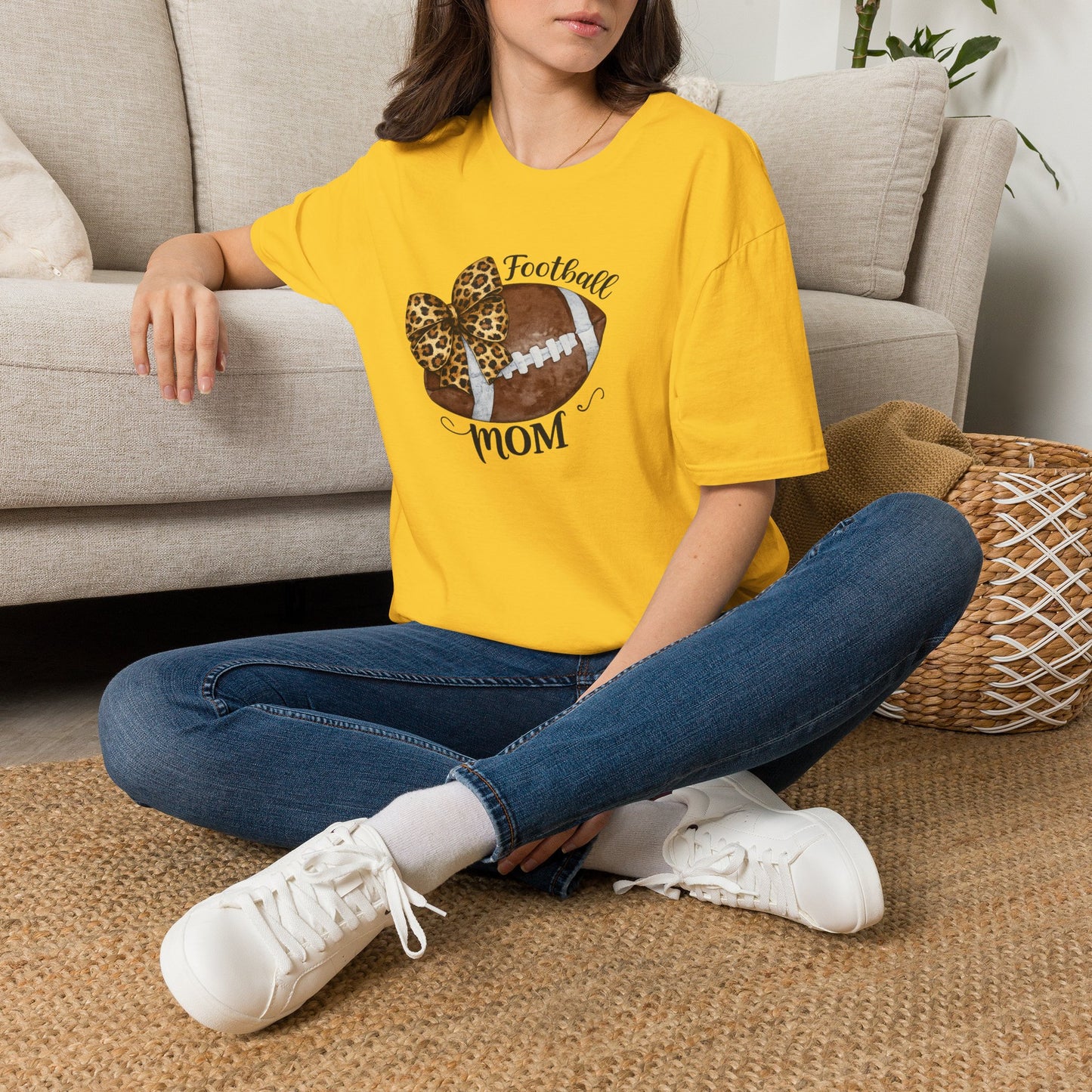 Football Mom T-Shirt — Leopard Bow Game Day Tee