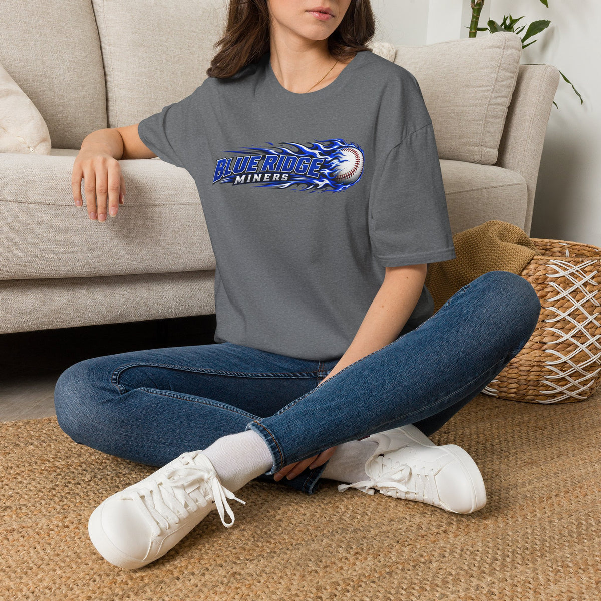 Blue Ridge Miners Flaming Baseball T-Shirt – Flaming Ball Softstyle Tee