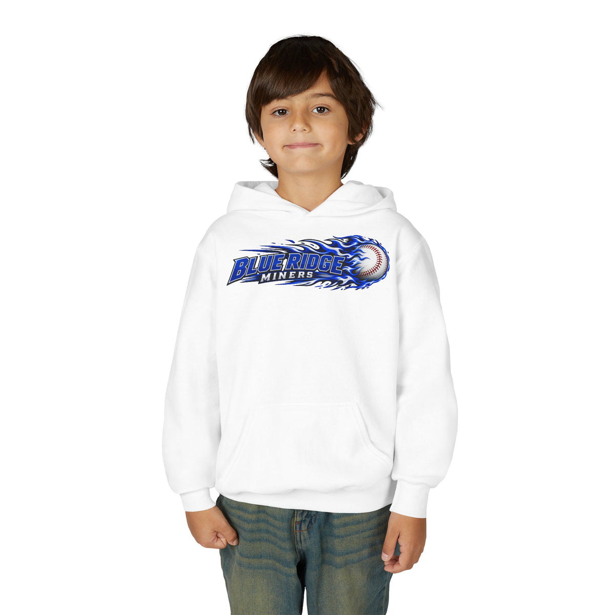 YOUTH Blue Ridge Miners Flaming Baseball Hoodie – Flaming Ball Hoodie