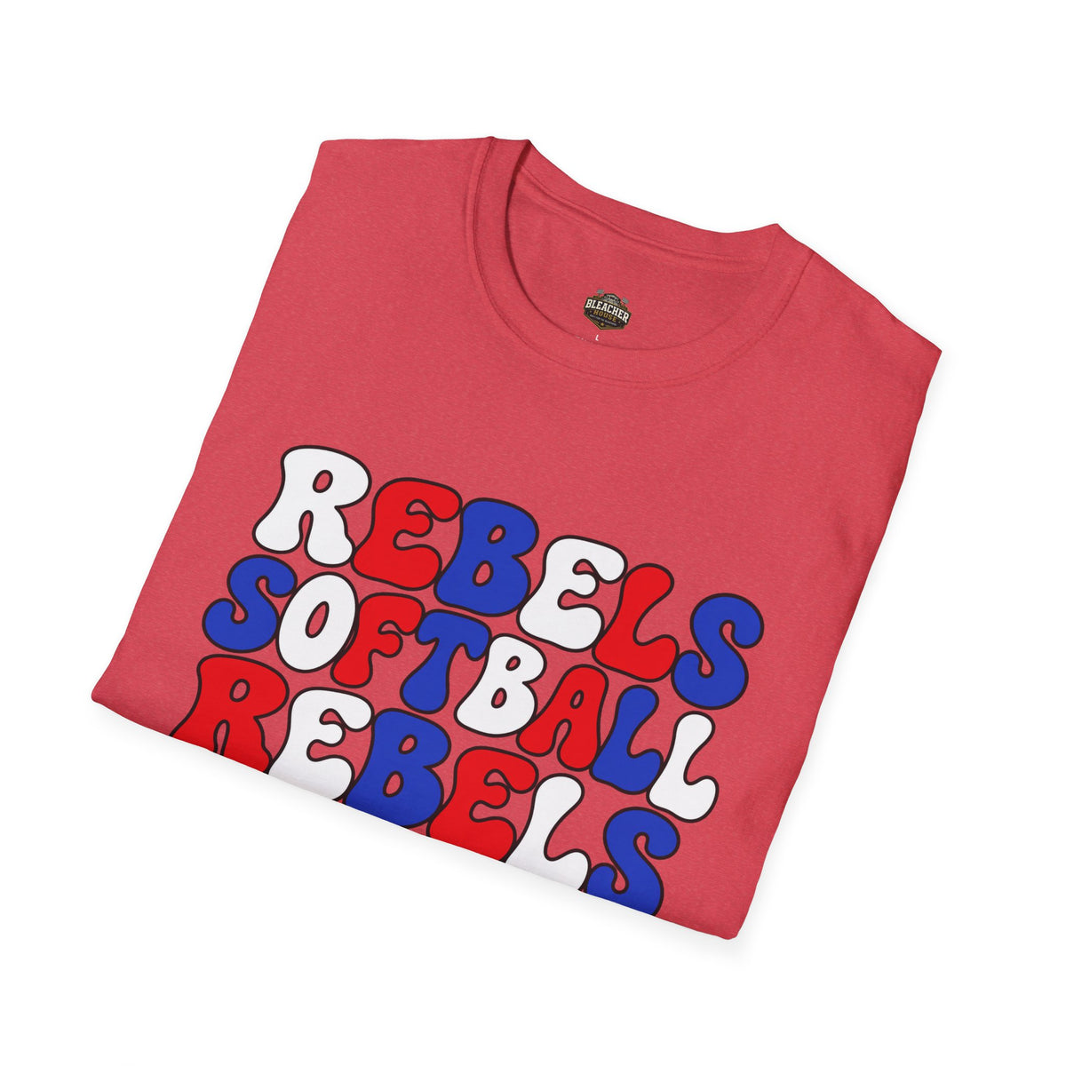 Rebels Softball Graphic T-Shirt — Retro Red & Blue Team Tee