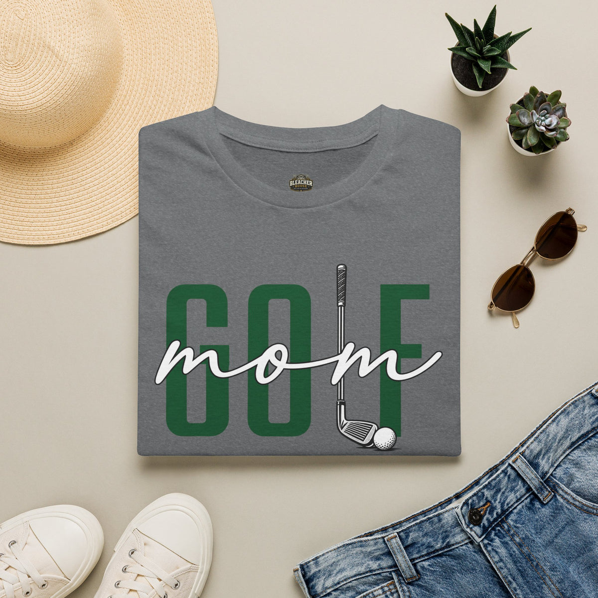 Golf Mom T-Shirt — ‘GOLF’ Script Logo with Club & Ball