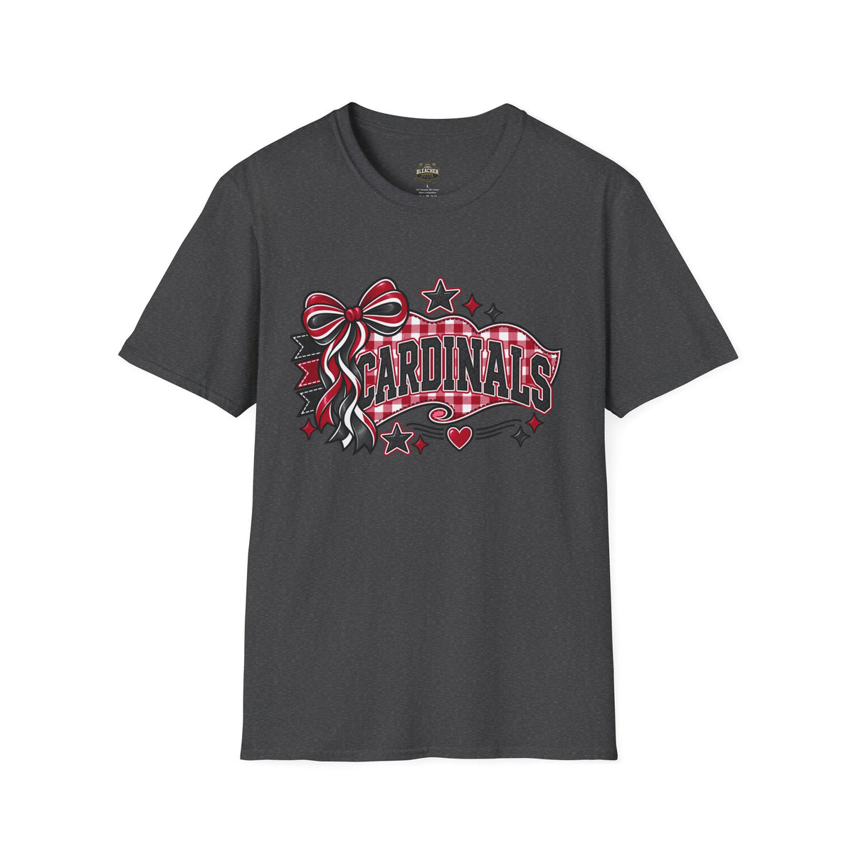 Cardinals Retro Bow T-Shirt — Cheerful Fan Tee with Stars & Heart