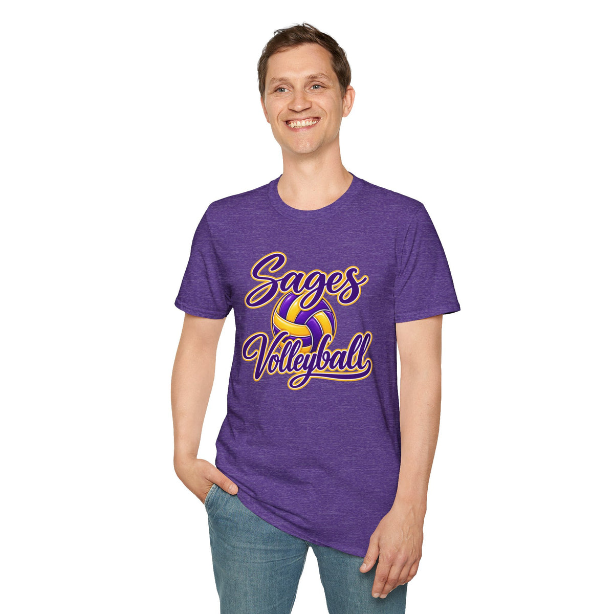 Sages Volleyball T-Shirt — Purple & Gold Team Tee