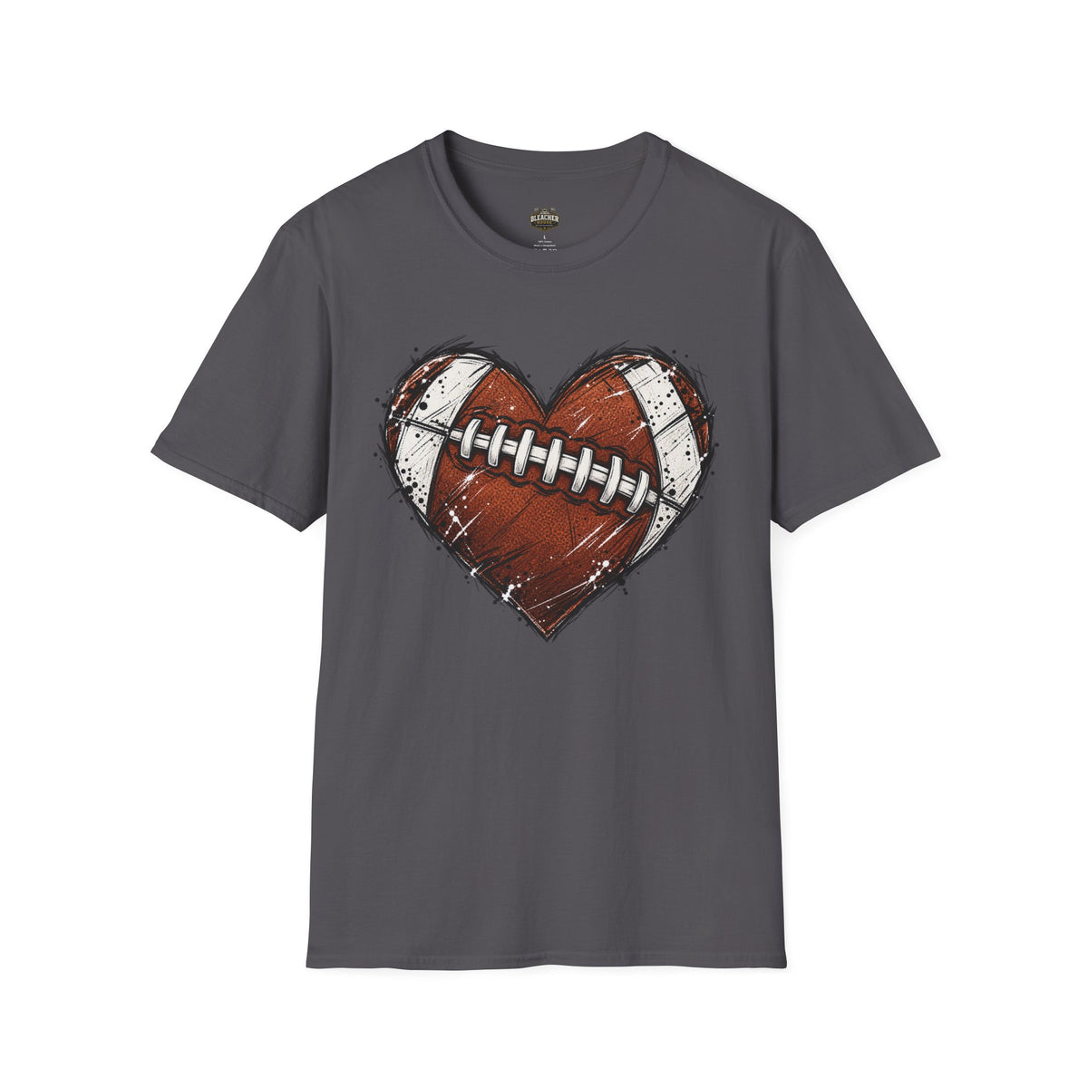 Football Heart Graphic T-Shirt — Vintage Grunge Sports Tee
