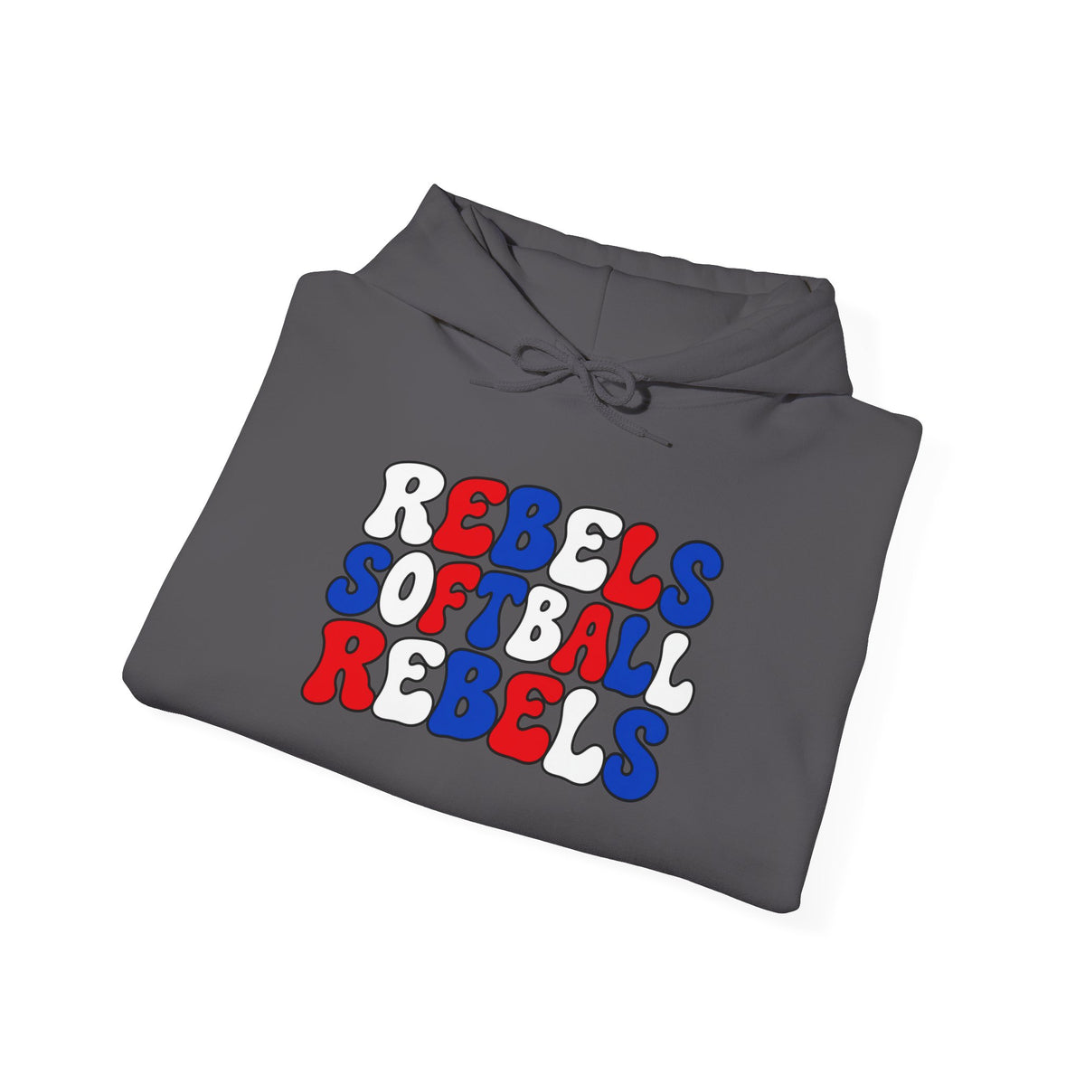 Rebels Softball Hoodie — Retro Red & Blue Team Graphic