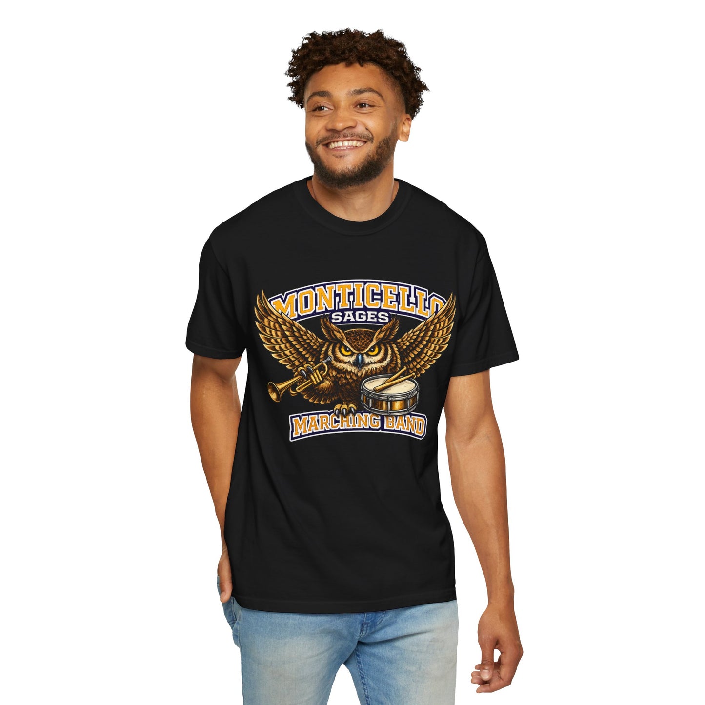 Monticello Sages Marching Band - Vintage Owl & Wings T-Shirt