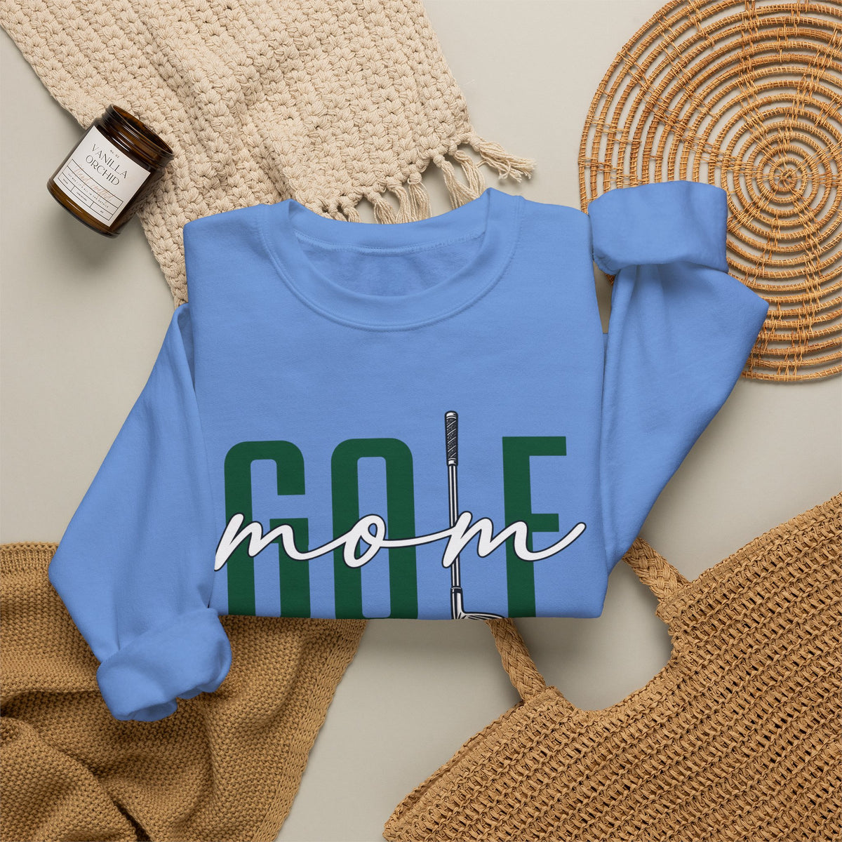 Golf Mom Crewneck Sweatshirt — 'MOM Graphic with Ball