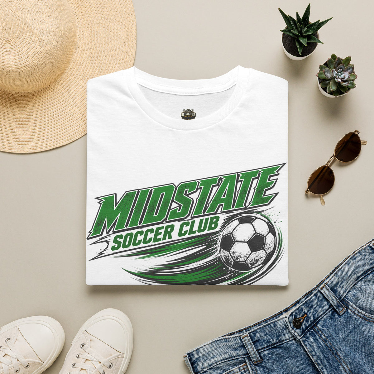 Midstate Soccer Club T-Shirt — Green Vintage Soccer Graphic Tee