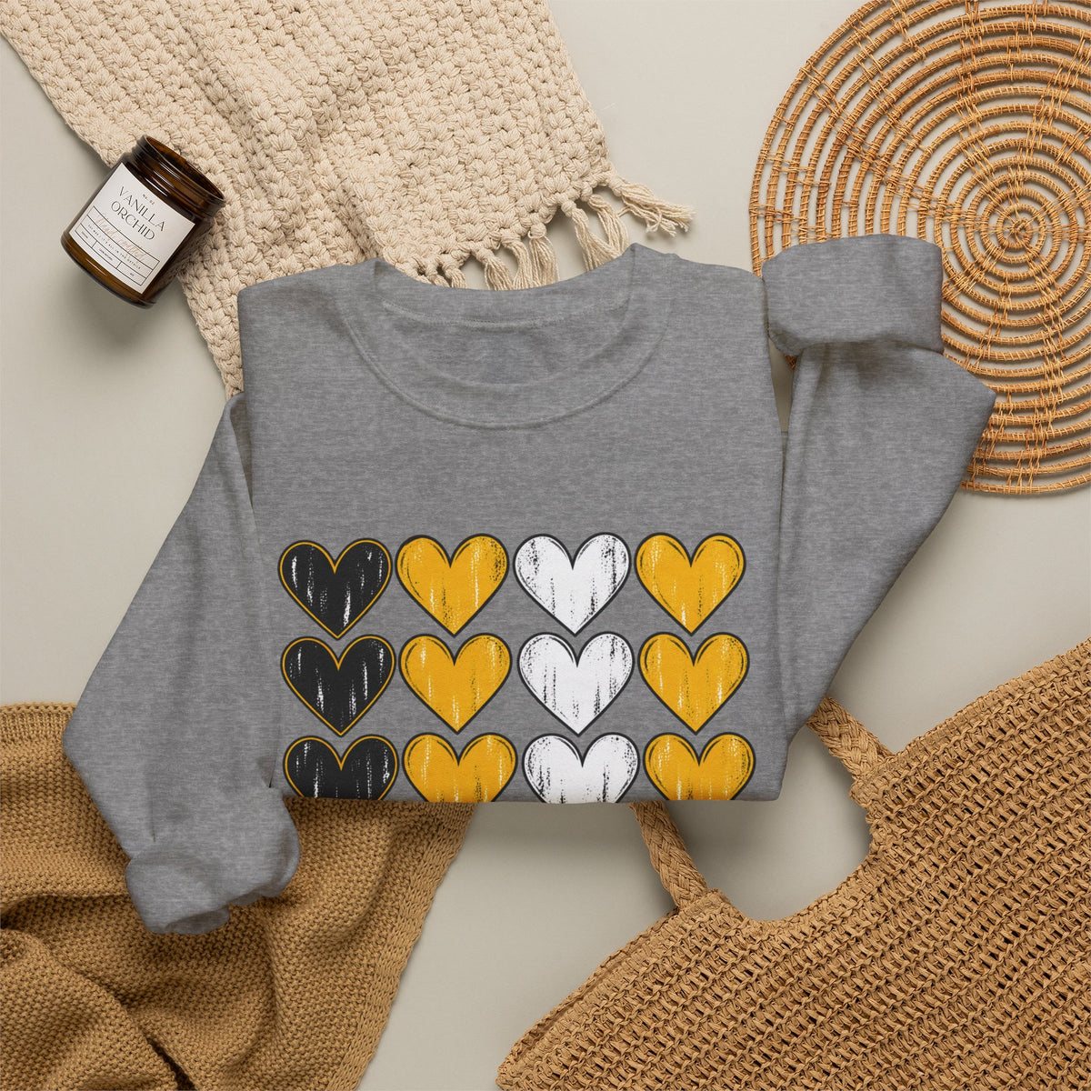 Tigers Heart Crewneck Sweatshirt — Black & Gold School Spirit