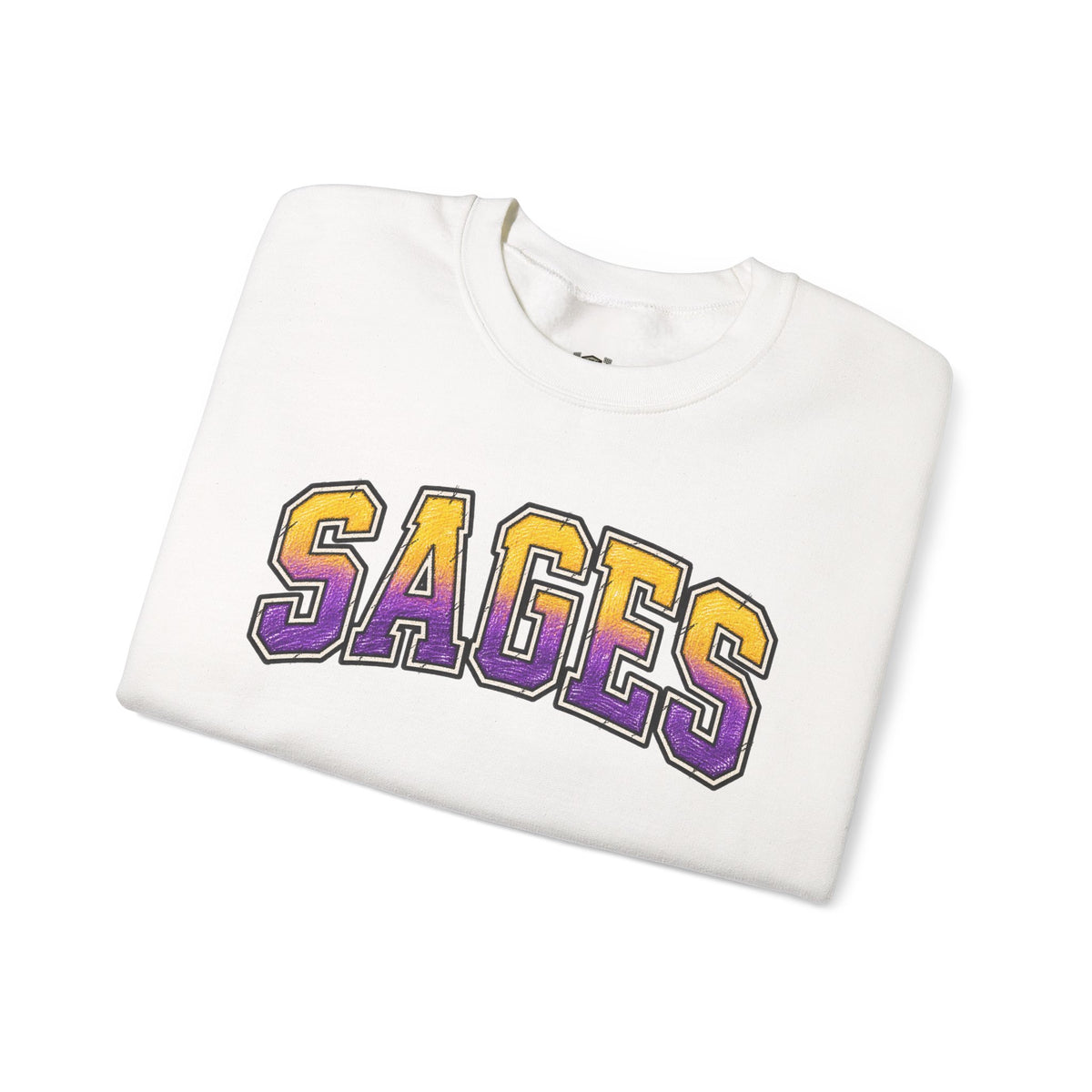 Sages Varsity Crewneck Sweatshirt — Retro Purple & Gold Collegiate Pullover