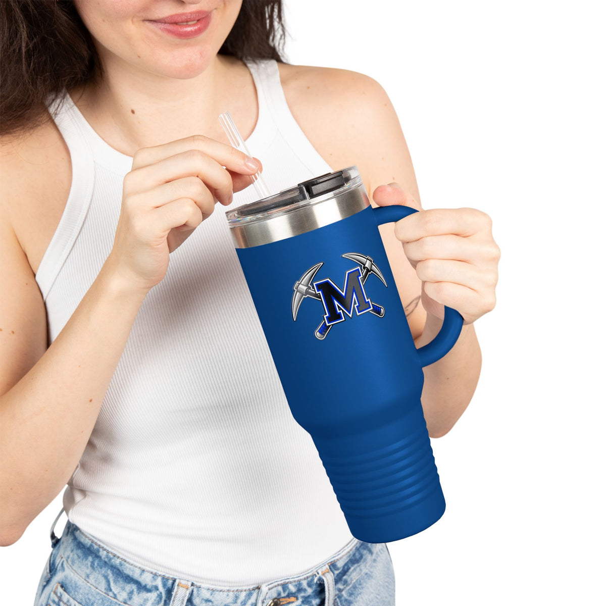 40oz Insulated Travel Mug — Block M and Miners Baseball Logos Stainless Steel Tumbler
