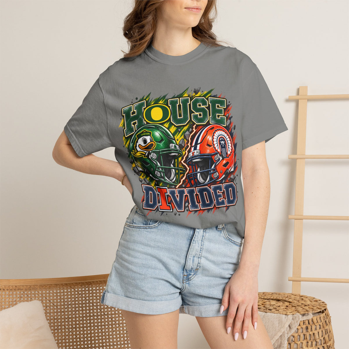 House Divided Football T-Shirt - Oregon vs. Illinois