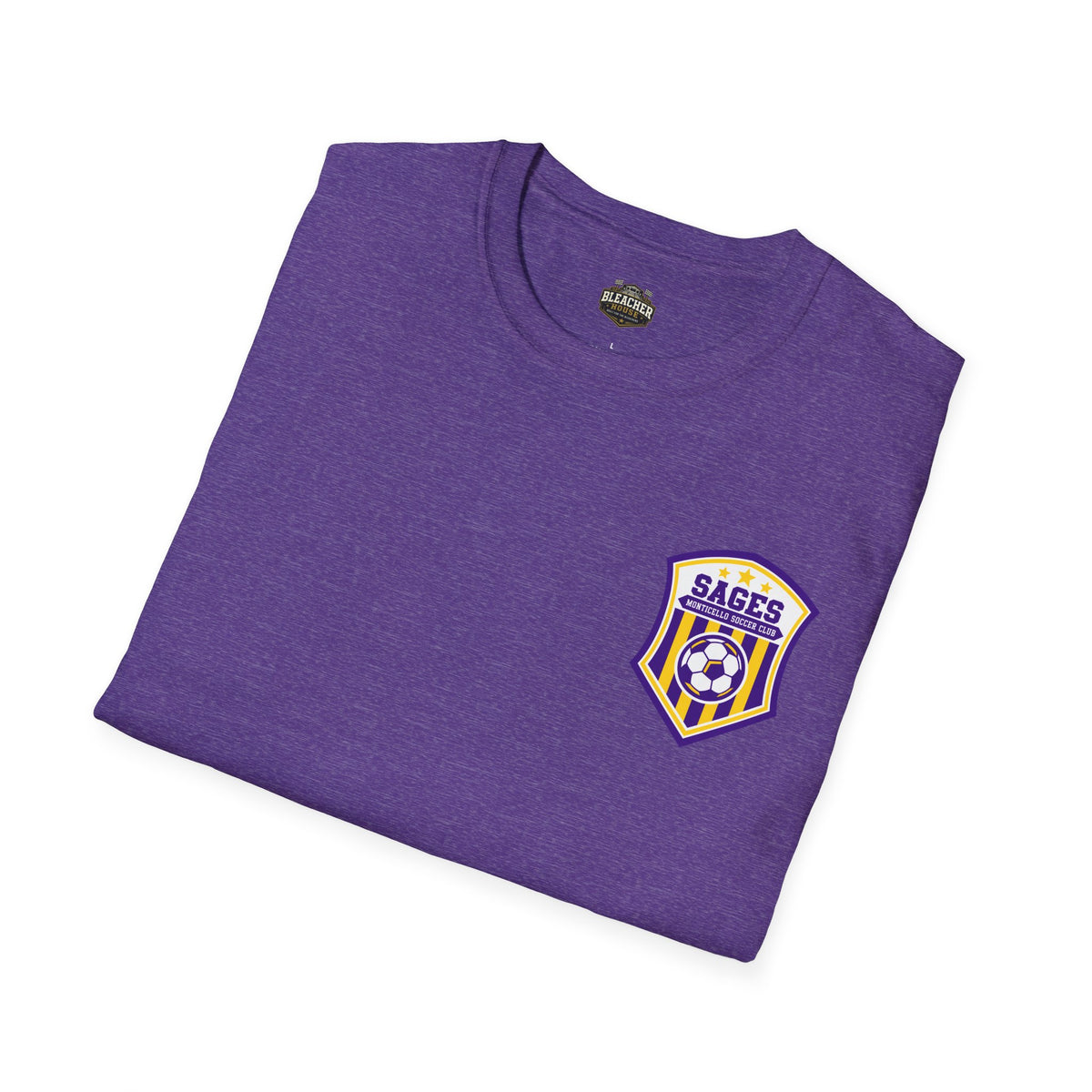 Monticello Soccer Club Graphic Goal T Shirt - Crest on Front, Graphic Soccer Goal On Back