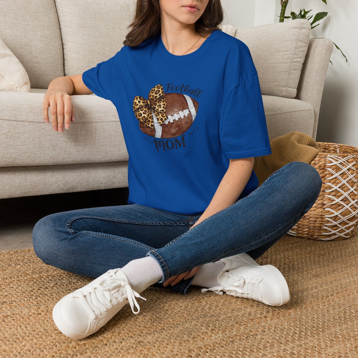 Football Mom T-Shirt — Leopard Bow Game Day Tee