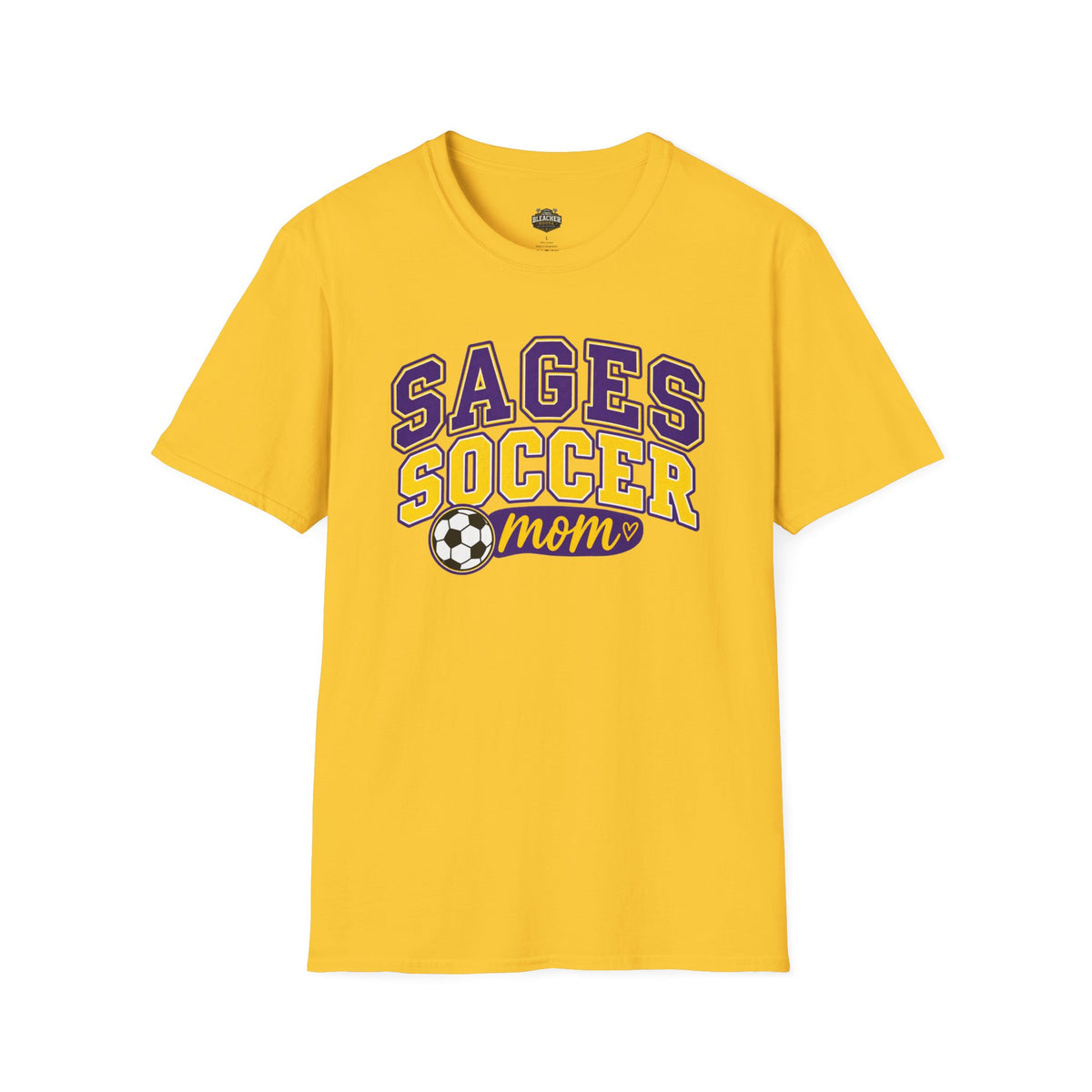 Sages Soccer Mom T‑Shirt — Purple & Gold Team Spirit Tee