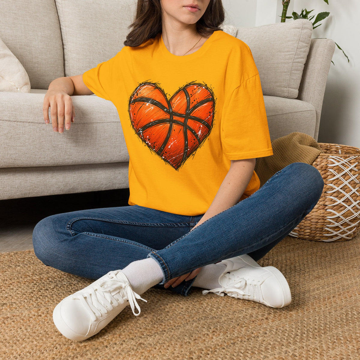 Basketball Heart T-Shirt — Athletic Love Tee for Players & Fans