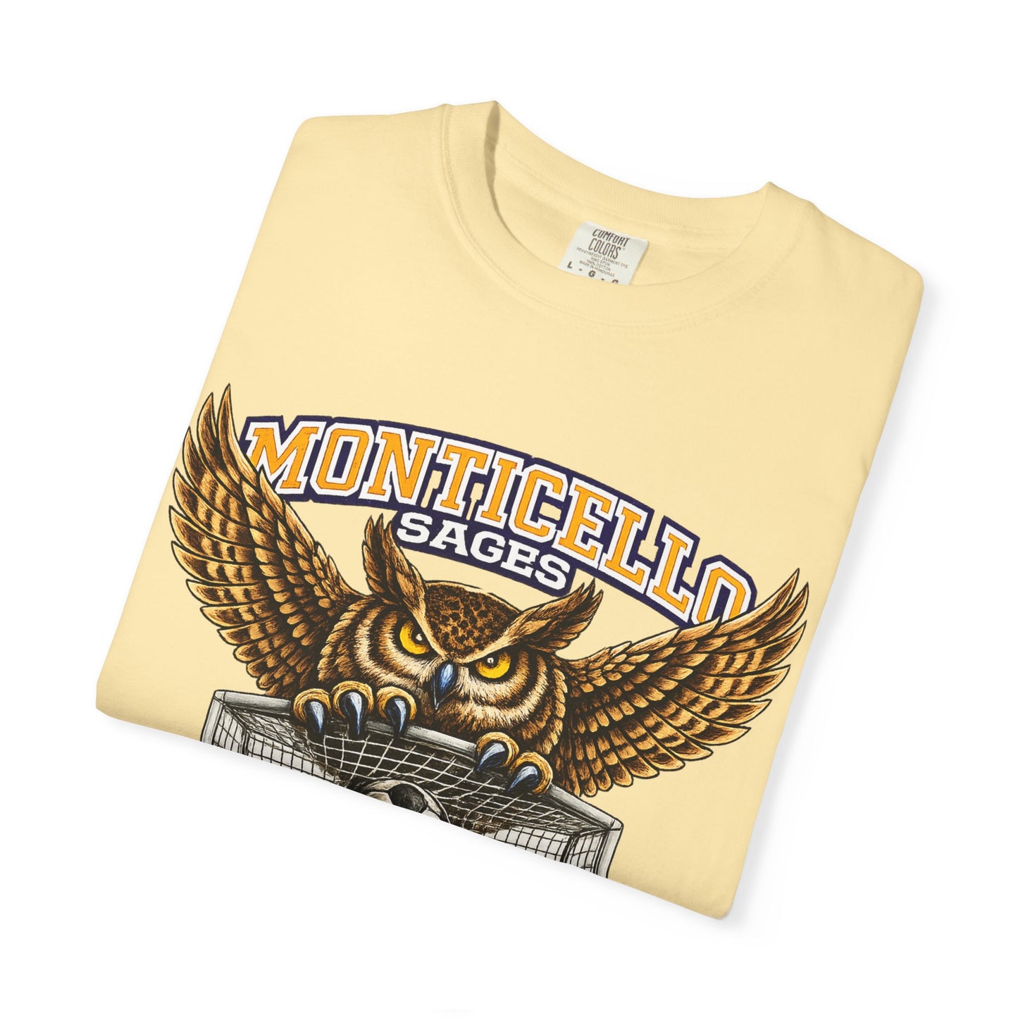 Monticello Sages Soccer T-Shirt — Vintage Owl & Wings Team Tee