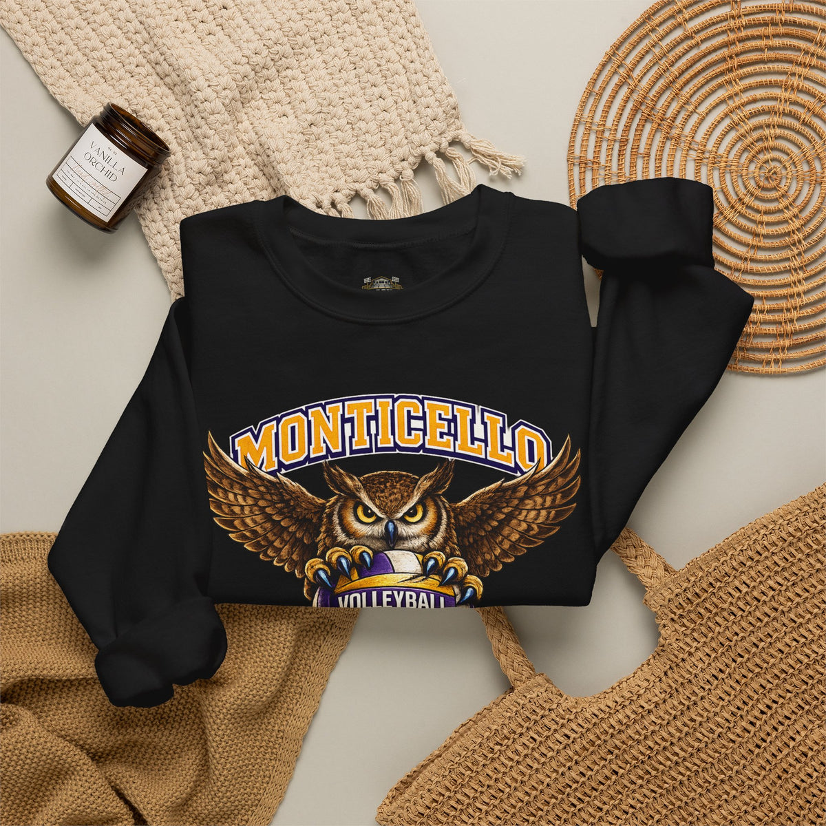 Monticello Sages Volleyball Crewneck Sweatshirt - Owl Wingspread Logo