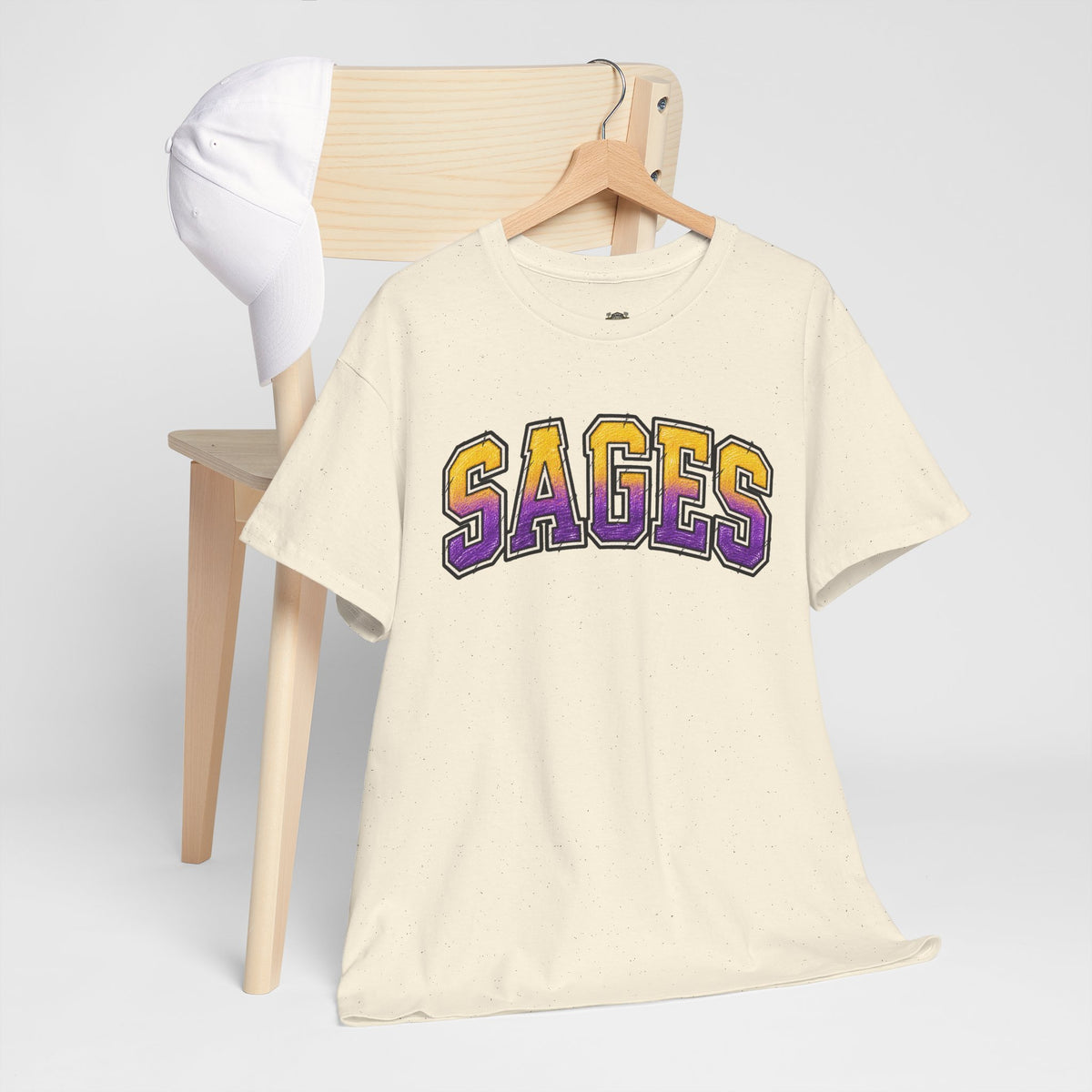 Sages Graphic T-Shirt — Collegiate Purple & Gold Lettering Tee