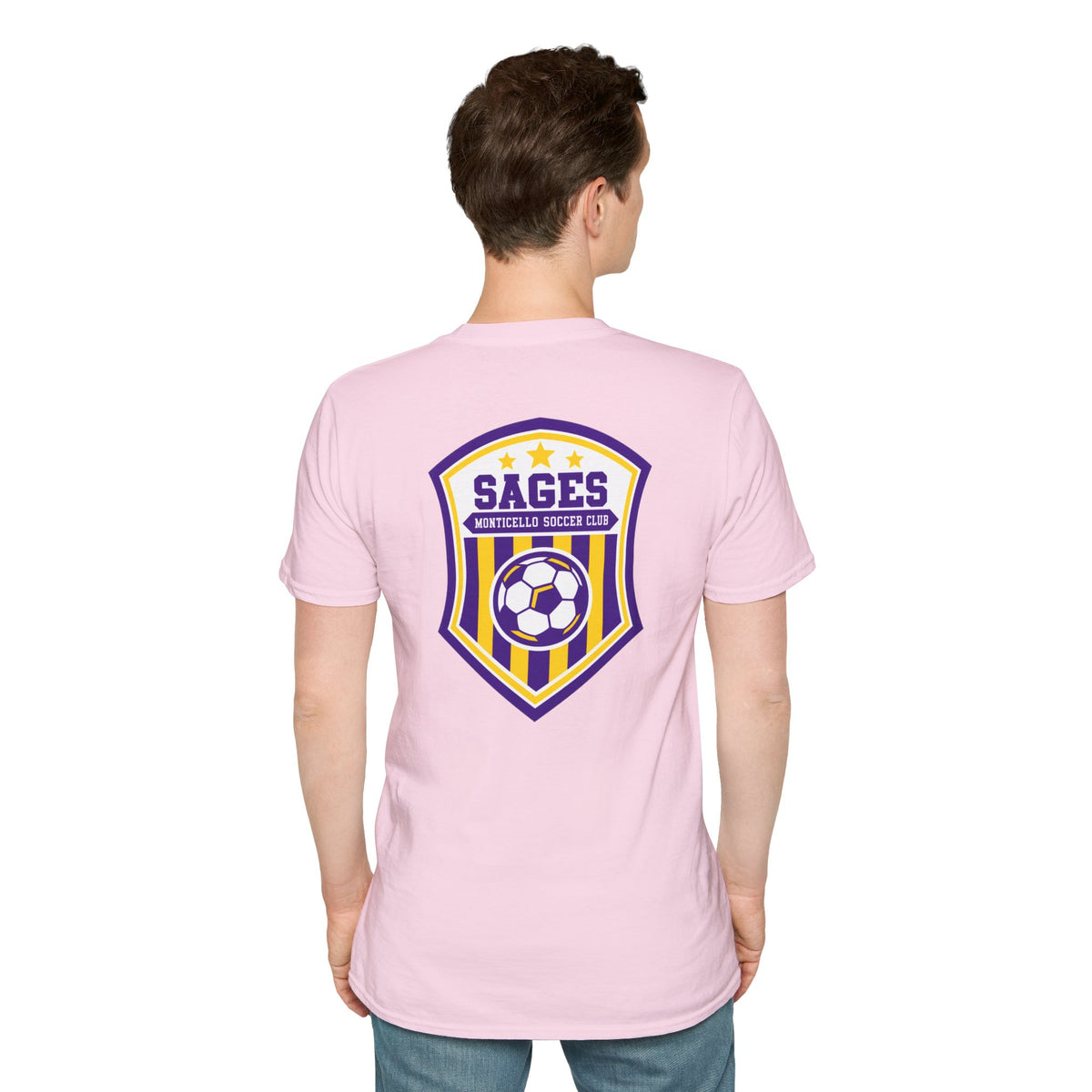 Monticello Soccer Club T-Shirt — Minimal Chest Logo With Crest On Back