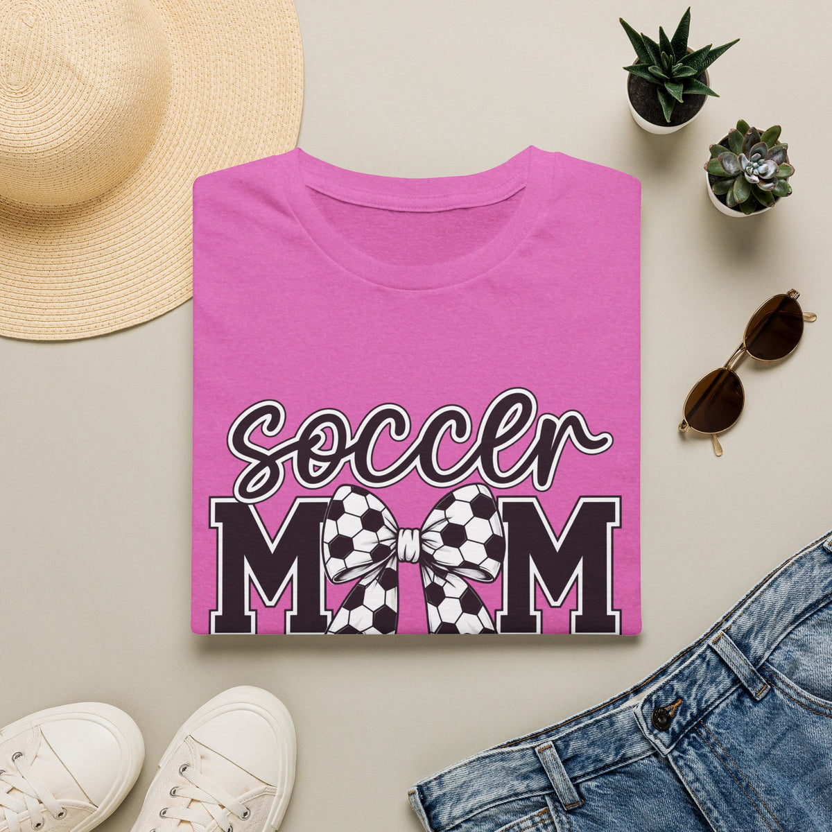 Soccer Mom T-Shirt — Leopard Bow Soccer Ball Design