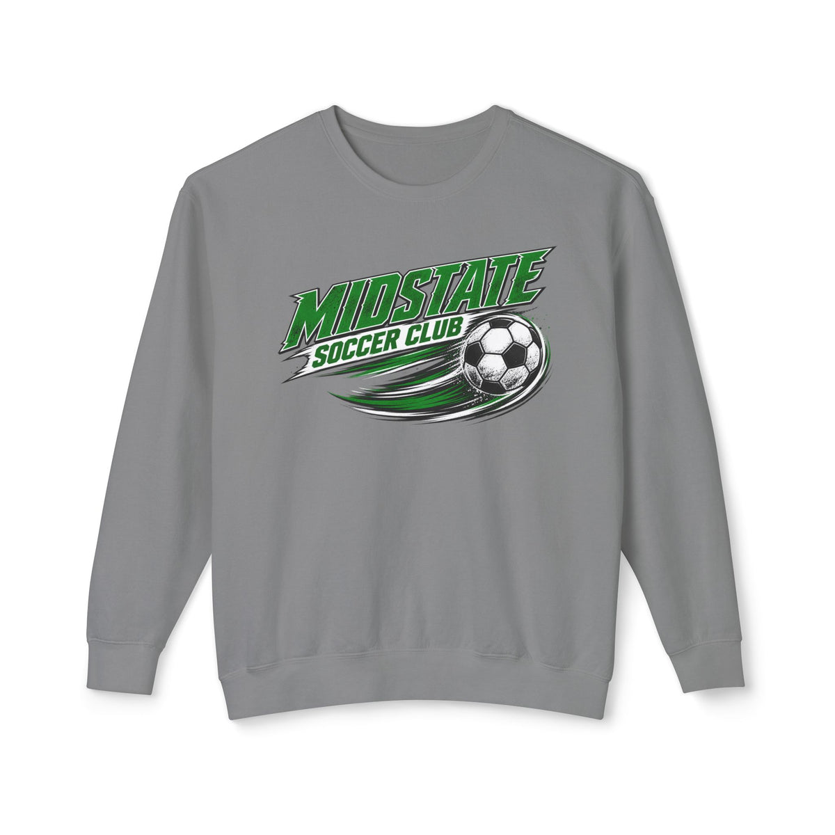 MidState Soccer Club Crewneck Sweatshirt — Vintage Green Soccer Ball Design