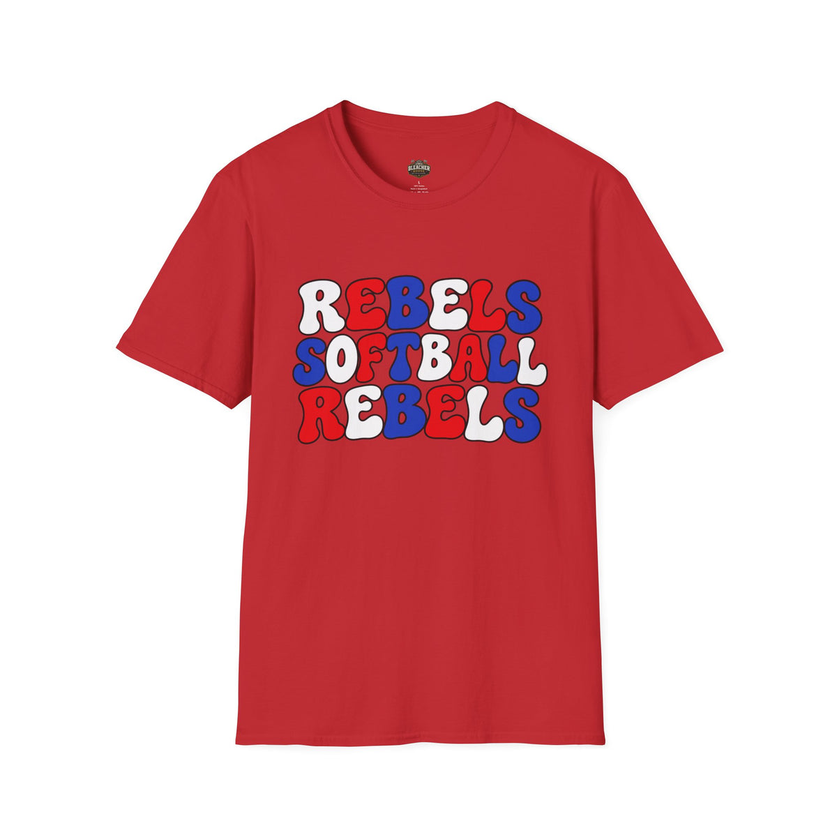 Rebels Softball Graphic T-Shirt — Retro Red & Blue Team Tee
