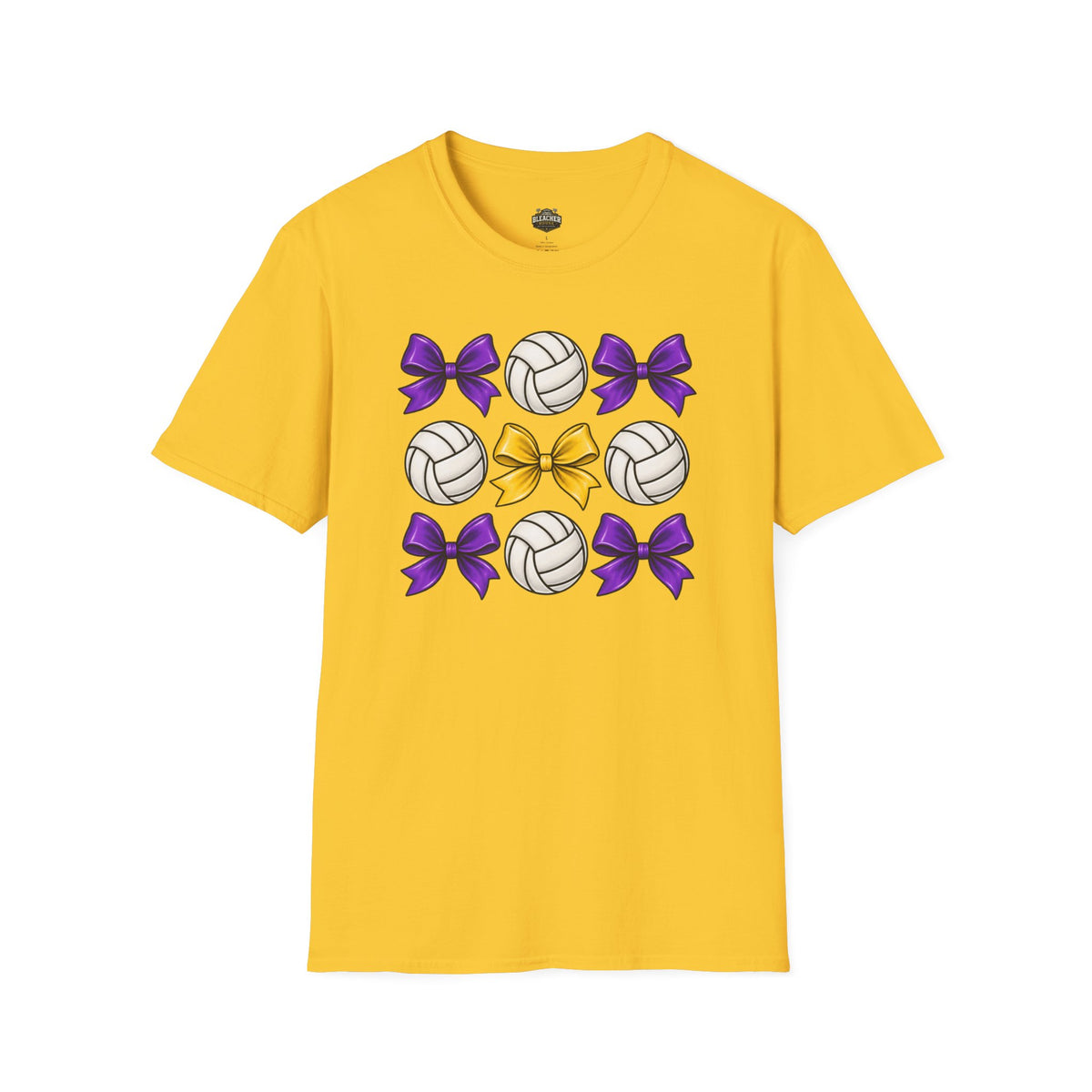 Volleyball & Bows Graphic T-Shirt — Purple & Gold Spirit Tee
