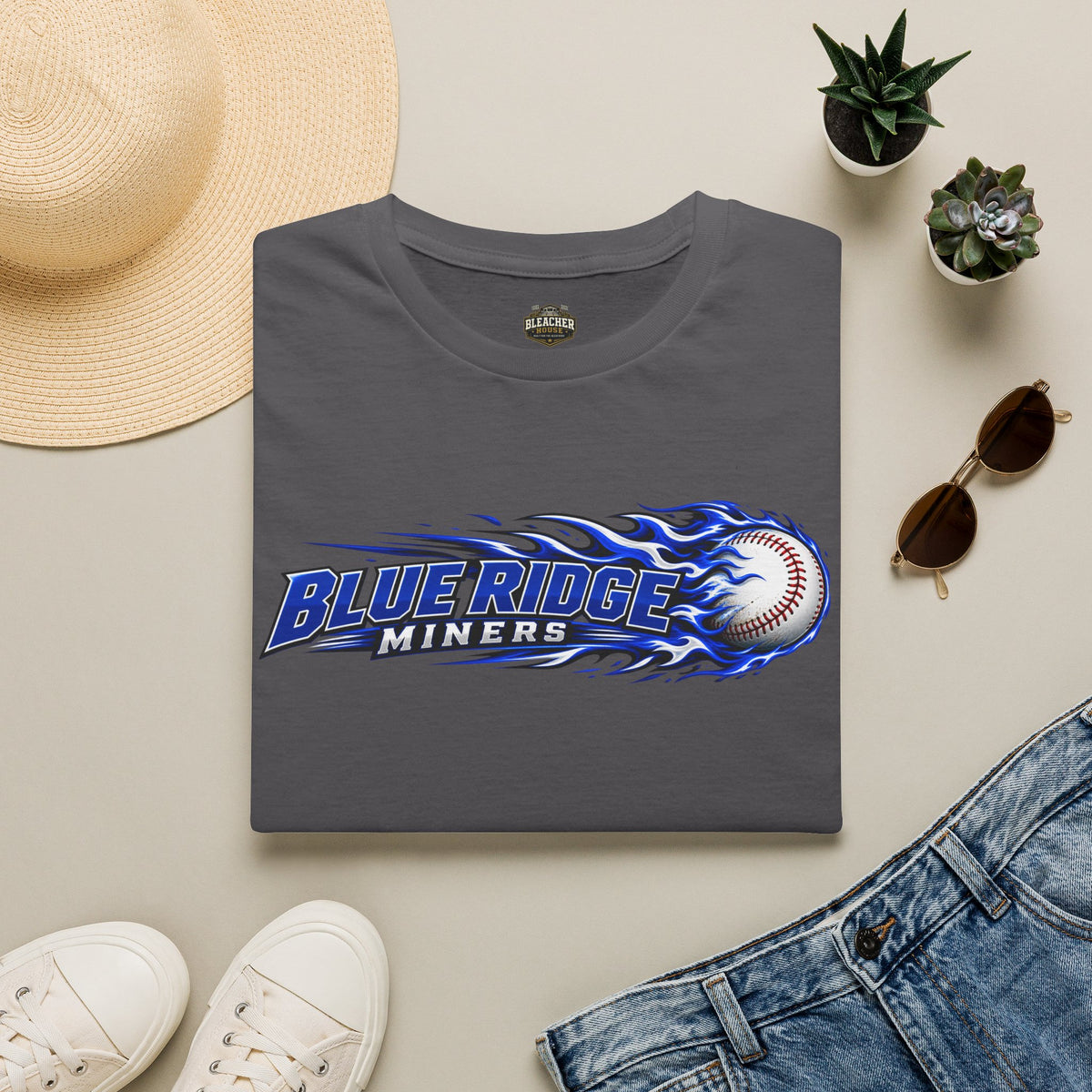 Blue Ridge Miners Flaming Baseball T-Shirt – Flaming Ball Softstyle Tee