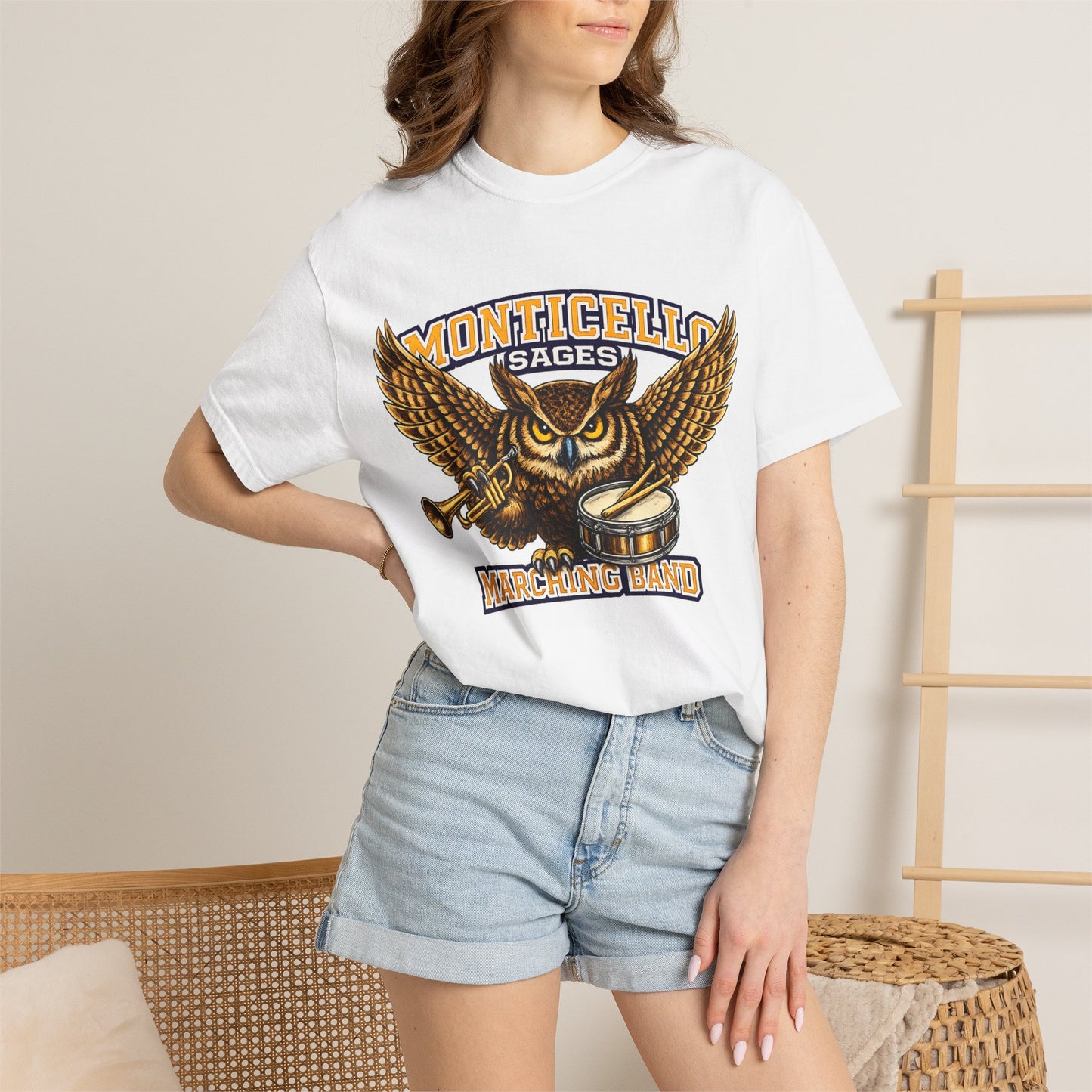 Monticello Sages Marching Band - Vintage Owl & Wings T-Shirt