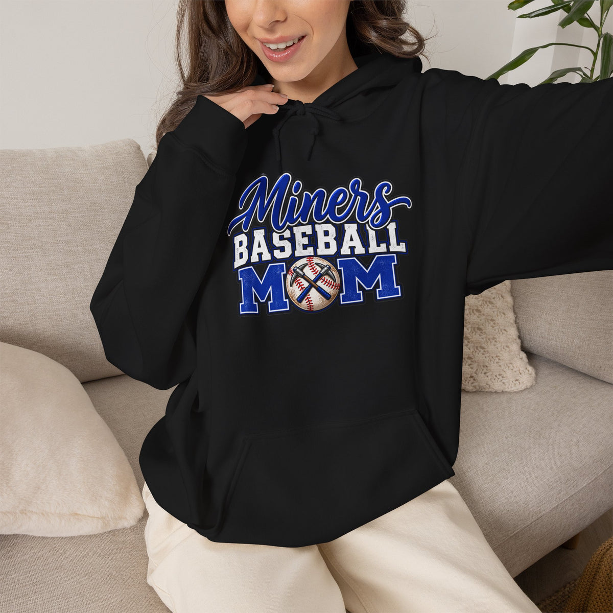 Miners Baseball Mom Hoodie – Supportive Team Spirit Pullover
